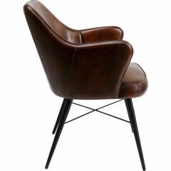 Chair with Armrest Rumba Leather Brown Sandalye