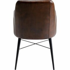 Chair with Armrest Rumba Leather Brown Sandalye