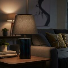 Zent Gece Mavisi Gövde Koyu Gri Başlık Dekoratif Abajur