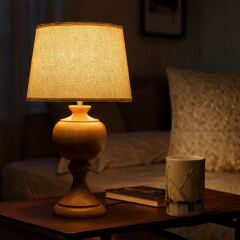 Arven Kahverengi Gövde Bej Başlık Dekoratif Abajur