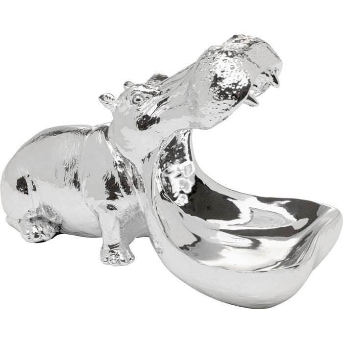 Deco Figurine Hungry Hippo 17cm Silver
