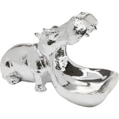 Deco Figurine Hungry Hippo 17cm Silver