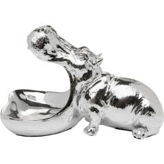 Deco Figurine Hungry Hippo 17cm Silver