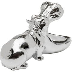Deco Figurine Hungry Hippo 17cm Silver