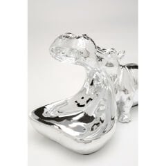 Deco Figurine Hungry Hippo 17cm Silver