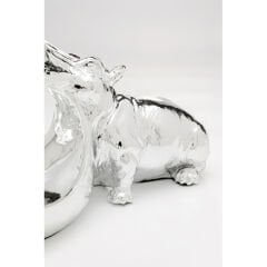 Deco Figurine Hungry Hippo 17cm Silver