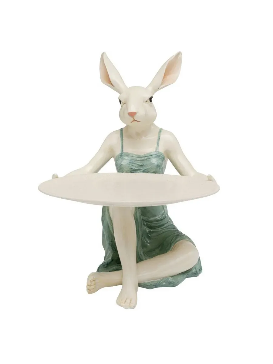 Deco Figurine Lady Rabbit Tray 29cm