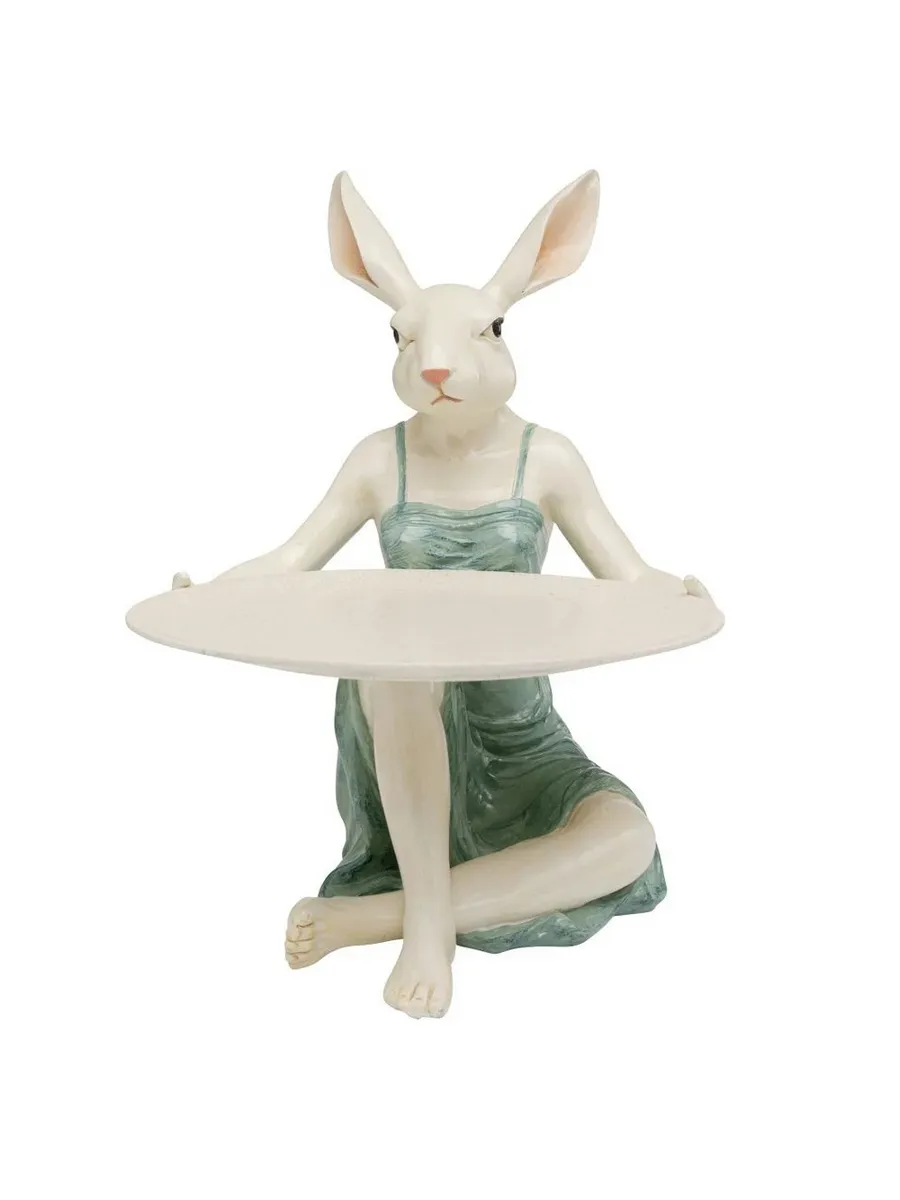 Deco Figurine Lady Rabbit Tray 29cm