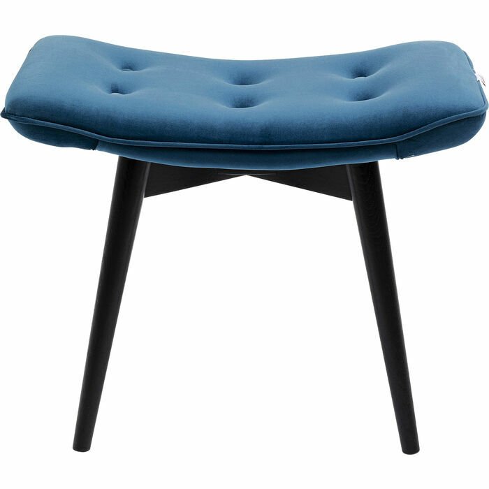 Black Vicky Velvet Bluegreen Masif Tabure