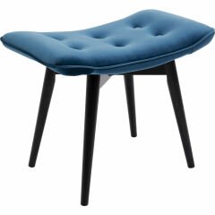 Black Vicky Velvet Bluegreen Masif Tabure