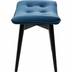 Black Vicky Velvet Bluegreen Masif Tabure
