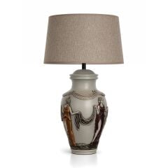 Ares Gri Gövde Kahverengi Başlık Dekoratif Abajur