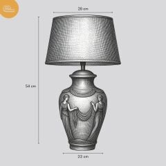 Ares Gri Gövde Kahverengi Başlık Dekoratif Abajur