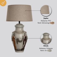 Ares Gri Gövde Kahverengi Başlık Dekoratif Abajur