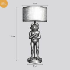 Frog Bej Gövde Gri Başlık Dekoratif Abajur