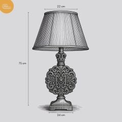 Celsa Eskitme Gold Gövde Krem Başlık Dekoratif Abajur