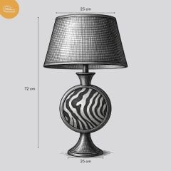 Lerasa Desenli Siyah Gövde Siyah Başlık Dekoratif Abajur