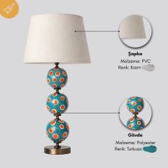 Nox Turkuaz Gövde Krem Başlık Dekoratif Abajur