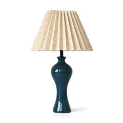 Lenta Petrol Yeşil Gövde Desen Baskılı Başlık Dekoratif Abajur