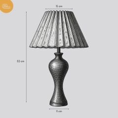 Lenta Petrol Yeşil Gövde Desen Baskılı Başlık Dekoratif Abajur