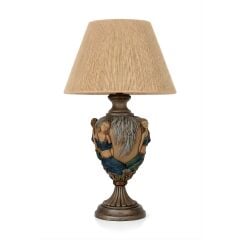 Ravel Çok Renkli Gövde Hasır Sarı Başlık Dekoratif Abajur