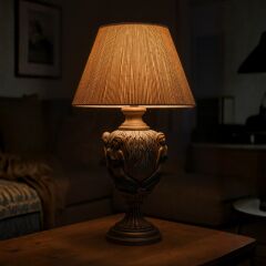 Ravel Çok Renkli Gövde Hasır Sarı Başlık Dekoratif Abajur