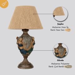Ravel Çok Renkli Gövde Hasır Sarı Başlık Dekoratif Abajur