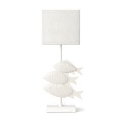 Fish Eskitme Beyaz Gövde Krem Başlık Dekoratif Abajur