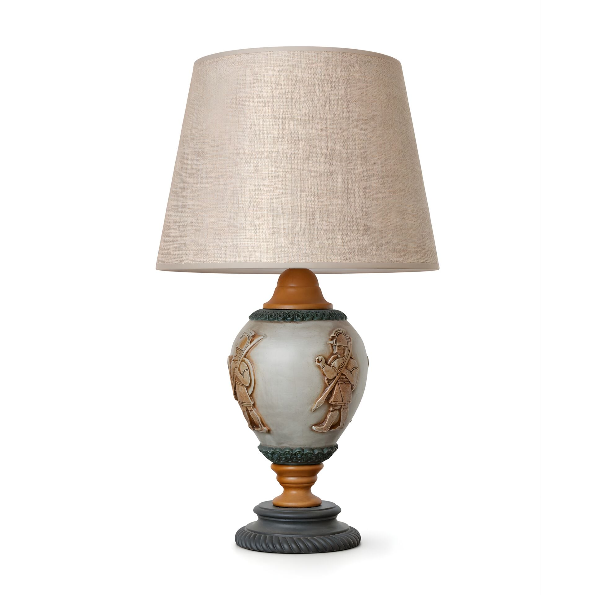 Heven Çok Renkli Gövde Bej Başlık Dekoratif Abajur