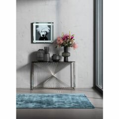 Laser Silver Clear Glass Çelik Konsol