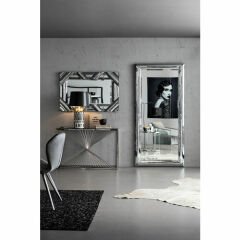 Laser Silver Clear Glass Çelik Konsol