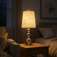 Serein Krom Gövde Krem Başlık Dekoratif Abajur