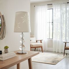 Serein Krom Gövde Krem Başlık Dekoratif Abajur