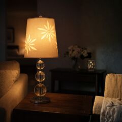 Serein Krom Gövde Krem Başlık Dekoratif Abajur