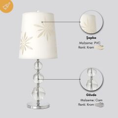 Serein Krom Gövde Krem Başlık Dekoratif Abajur