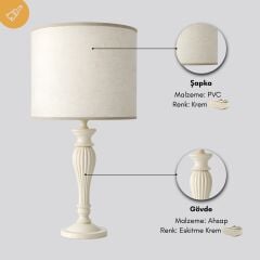Kior Eskitme Krem Gövde Krem Başlık Dekoratif Abajur