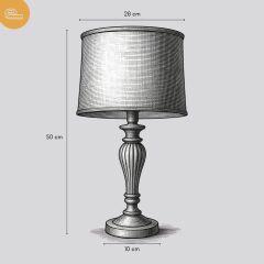 Kior Eskitme Krem Gövde Krem Başlık Dekoratif Abajur