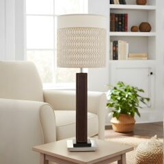 Haze Kahverengi Gövde Krem Başlık Dekoratif Abajur