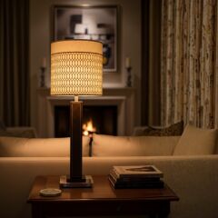 Haze Kahverengi Gövde Krem Başlık Dekoratif Abajur