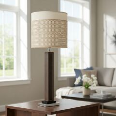 Haze Kahverengi Gövde Krem Başlık Dekoratif Abajur