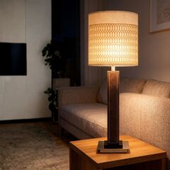 Haze Kahverengi Gövde Krem Başlık Dekoratif Abajur