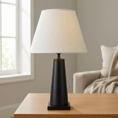 Berly Siyah Gövde Krem Başlık Dekoratif Abajur