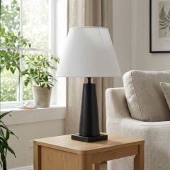 Berly Siyah Gövde Krem Başlık Dekoratif Abajur