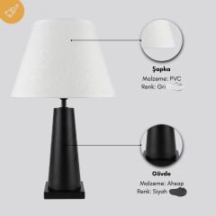 Berly Siyah Gövde Krem Başlık Dekoratif Abajur