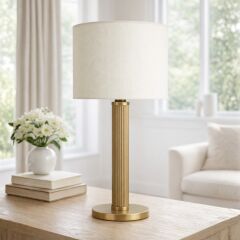 Dune Eskitme Gold Gövde Krem Başlık Dekoratif Abajur