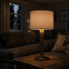 Dune Eskitme Gold Gövde Krem Başlık Dekoratif Abajur