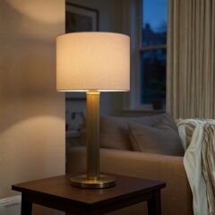 Dune Eskitme Gold Gövde Krem Başlık Dekoratif Abajur