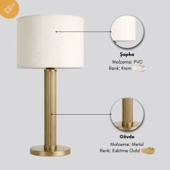 Dune Eskitme Gold Gövde Krem Başlık Dekoratif Abajur