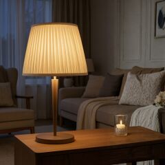 Kael Bej Gövde Krem Başlık Dekoratif Abajur