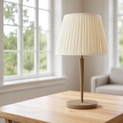 Kael Bej Gövde Krem Başlık Dekoratif Abajur